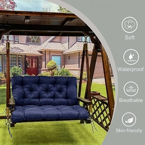 Almofada de assento de balanço grossa para balanço externo, almofadas de reposição para balanço de varanda de 2 ou 3 lugares, verde de 2025 por $53.99 –P17