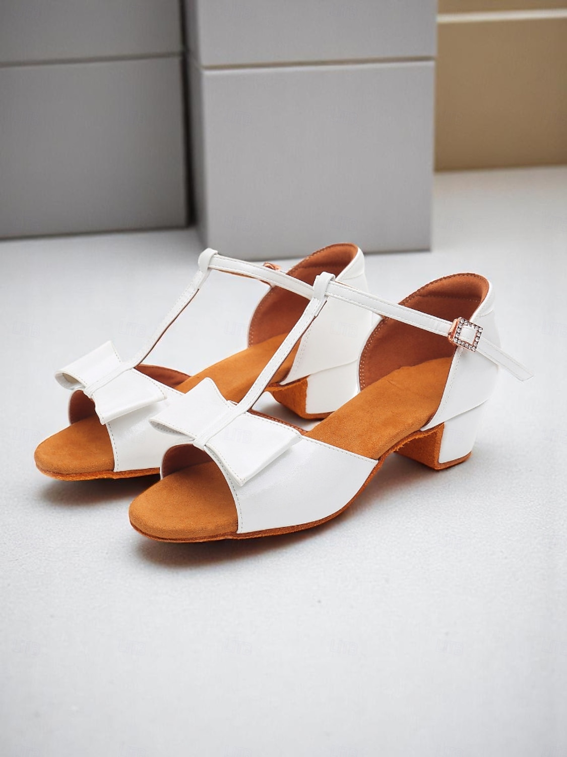 damskie różowe buty do tańca z kokardką i grubym obcasem - wygodne buty do tańca towarzyskiego i latynoamerykańskiego 2025 - $29.99 –P3
