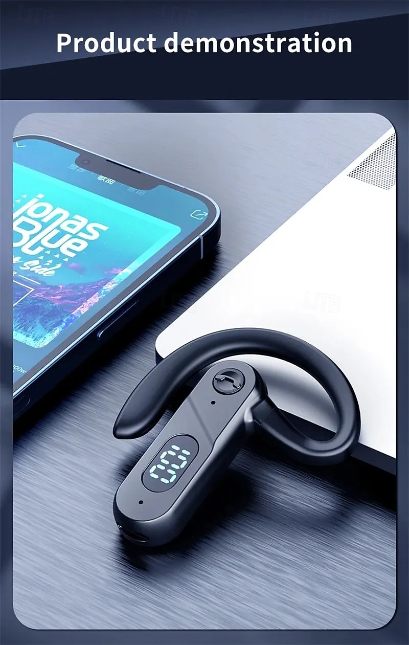 2025年 V28 Bluetoothイヤーフックヘッドフォン LEDディスプレイ付き - ワイヤレススポーツイヤフォン マイク 防水 USB充電 iOS Android対応  コレクション – $25.99 –P13
