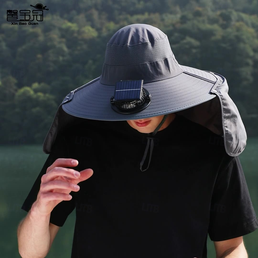 Cappello da pescatore a tesa larga con ventola solare - 1 pezzo, scialle protettivo per il collo, protezione solare, traspirante e rinfrescante, perfetto per campeggio estivo, escursioni e avventure di pesca del 2026 a $26.99 –P7