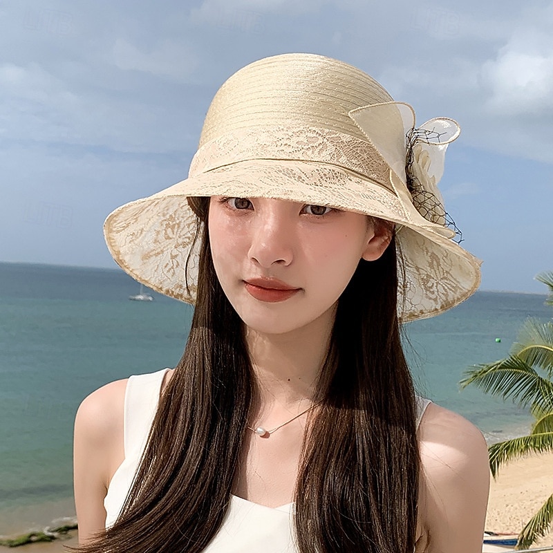 Organza Kentucky fascinatorhoed voor dames - Derby cocktail tea party zonnehoed bruiloft bruidsbloem kerkhoed opvouwbaar 2026 - $16.49 –P13