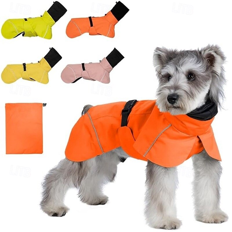 capa de chuva para cachorro, capa de chuva impermeável com capuz, capa de chuva ajustável para animais de estimação com orifício para guia para cães de pequeno e médio porte de 2025 por $15.49 –P2