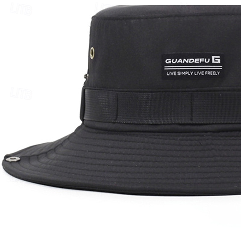Męskie Kapelusz bucket Kapelusz Czarny Khaki Poliester Ściągana na sznurek Moda Codzienny Ulica Codzienny Równina Filtr przeciwsłoneczny Oddychający 2025 - $6.99 –P5