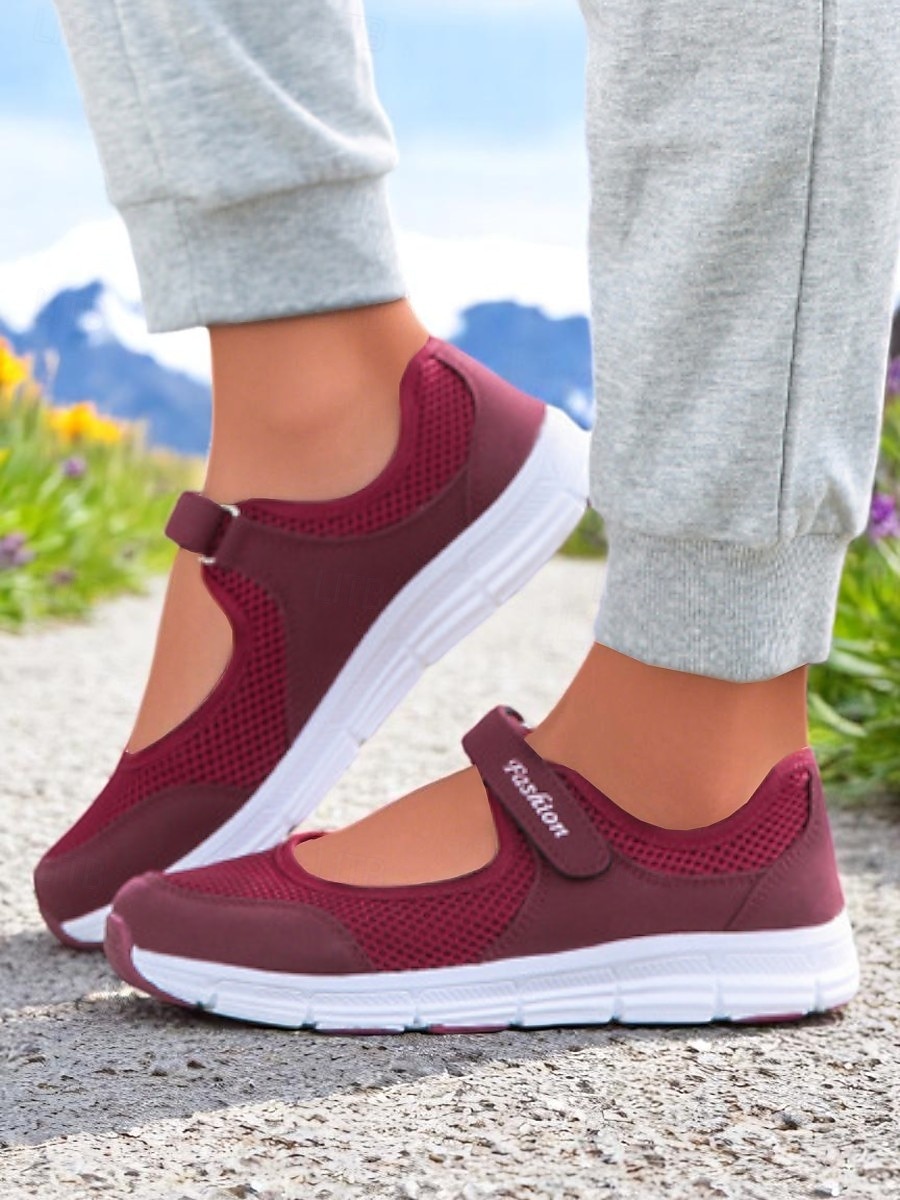 Women's Breathable Mesh Walking Shoes with Magic Tape Strap – Lightweight Athletic Flats, Great for Outdoor Fitness, Travel Hikes, Casual Errands & Active Lifestyles 2026 - $24.99 –P6