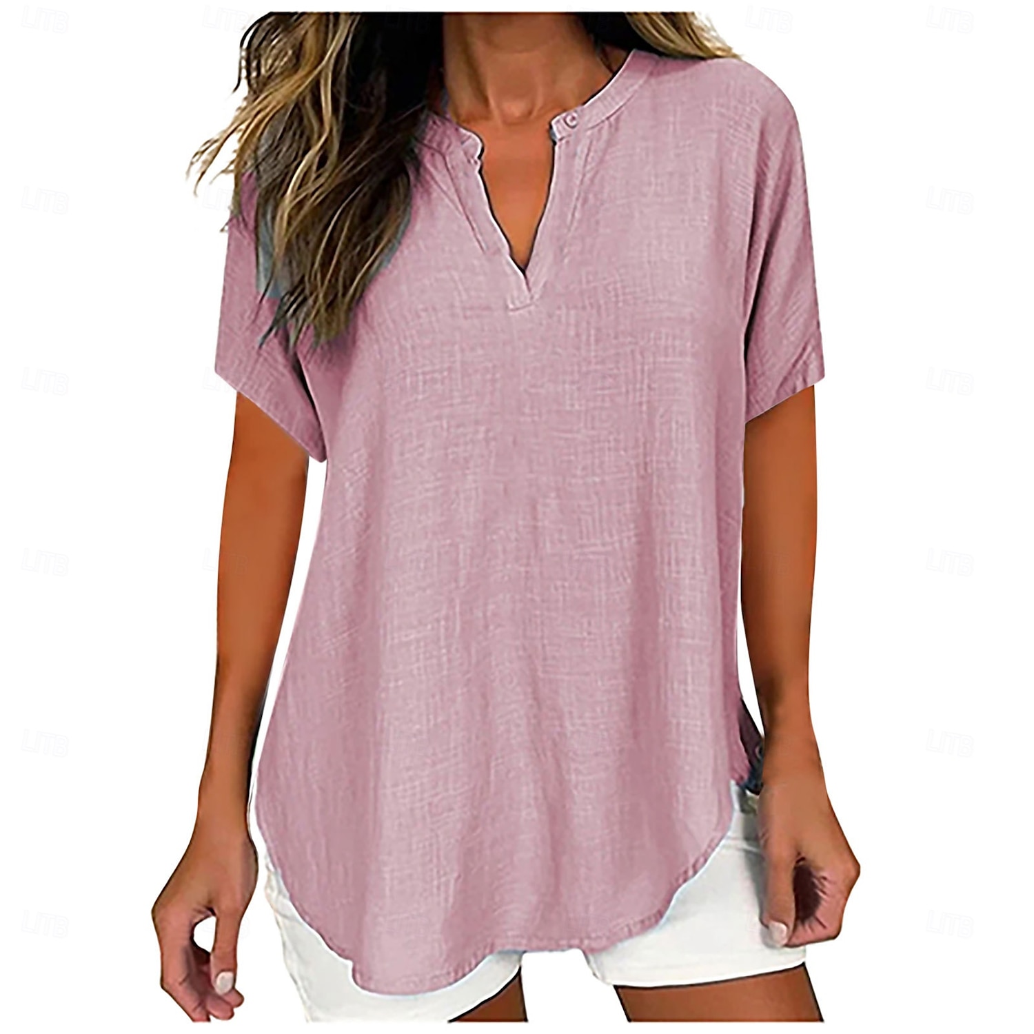 Damen Bluse Einfarbig Elegant Lässig Kurzarm V Ausschnitt Normale Oberteile Täglich Ferien Schwarz Weiß Rosa Blau Grün Sommer Frühling 2025 - $22.99 –P4