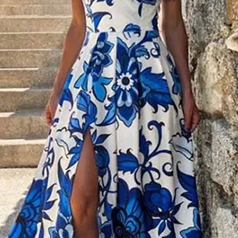 Per donna Abito Lungo Maxi Abito Abito da Ballo Vestito da Festa Elegante Moda Feste Occasione speciale Festa serale Vestibilità regolare Fiore Senza Maniche Spalline sottili Blu Estate del 2025 a $28.99 –P4