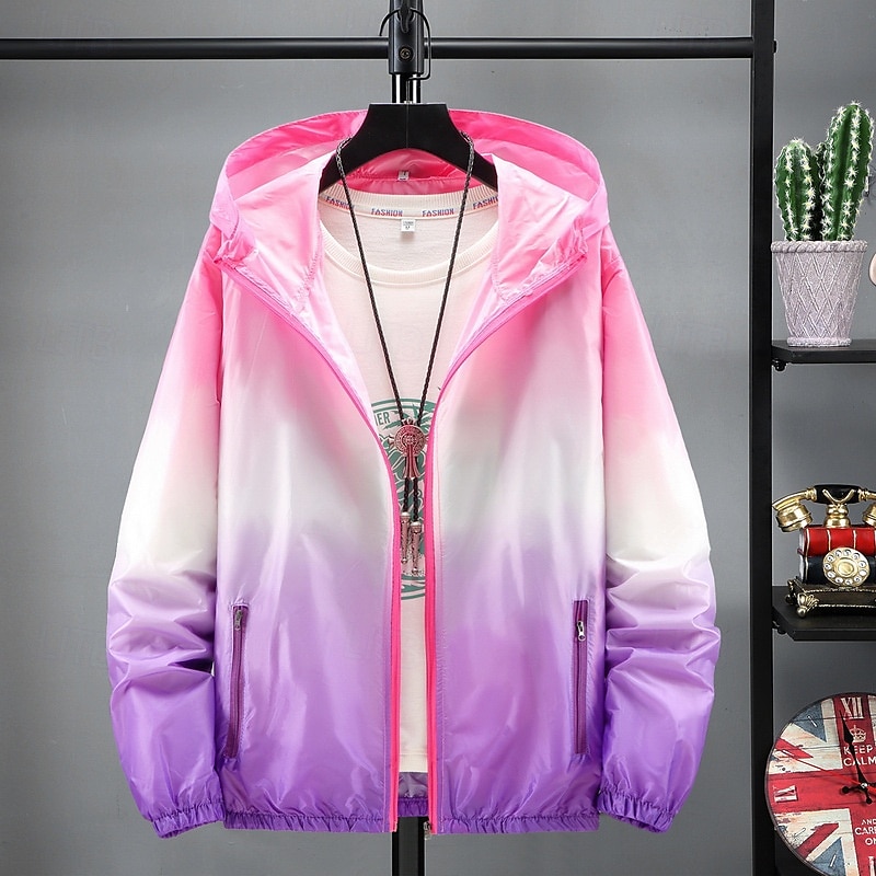 Herren Leichte Jacke Outdoorjacke Sommerjacke Urlaub Täglich Sonnenschutz Schnelltrocknend Tasche Sommer Frühling Schrittweise Mode Klassisch Mit Kapuze Regulär Gelb Rosa Blau Orange Jacken 2025 - $12.99 –P3