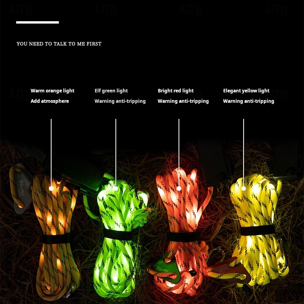 1 Pc Outdoor Camping Rope Light – Waterproof Camping Luminous Wind Rope, 5M/16.4FT, 3 Lighting Modes, Windproof Canopy Tent Rope with AA Battery Box, Perfect for Outdoor Atmosphere Lighting 2025 - $23.99 –P8
