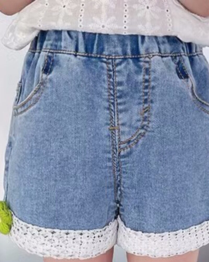 Kids Girls' Shorts Floral Streetwear Patchwork School 4-12 Years Summer Navy Blue Royal Blue Blue 2025 - $11.99 –P10