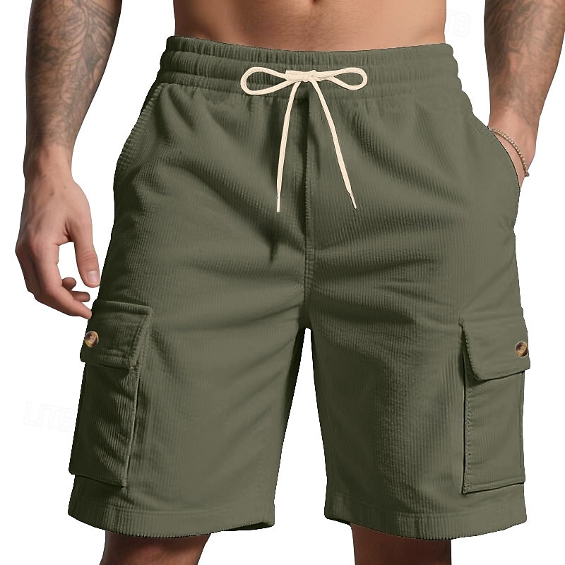 Bărbați Pantaloni Scurți Cargo Pantaloni Scurți Pantaloni scurți de vară Cordon Talie elastică Multi Buzunare Simplu Confort Purtabil Lungimea genunchiului În aer liber sportiv Zilnic Modă Casual 2025 - $20.99 –P18