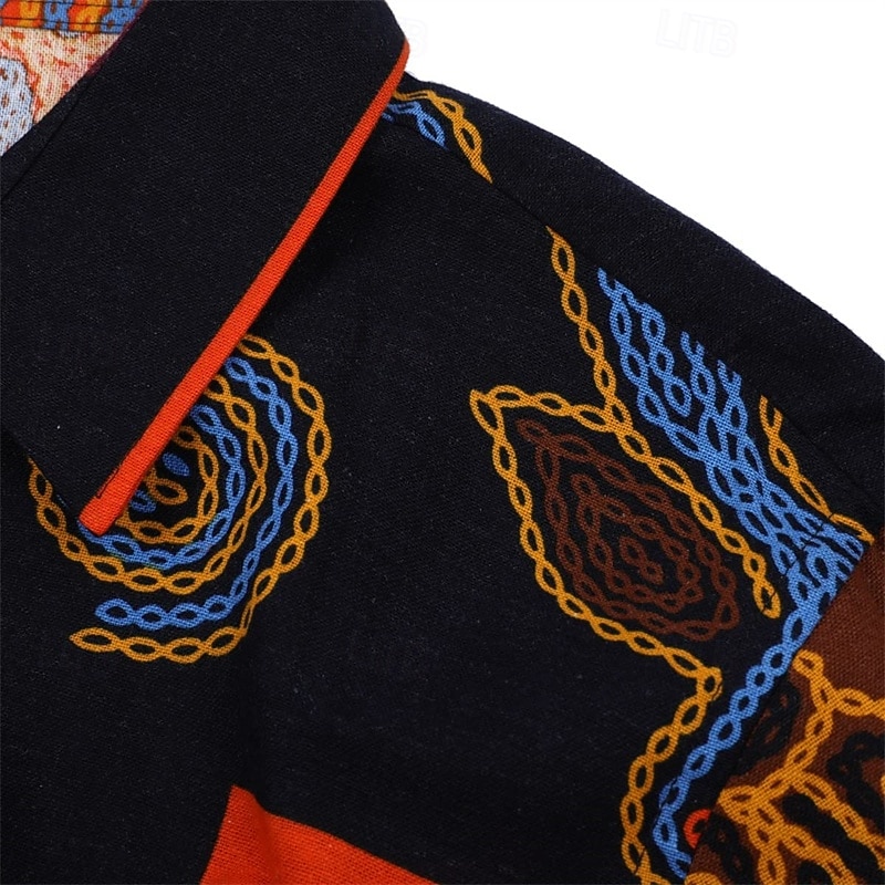 Retro Vintage Boho 1970s Shirt Hippie Tribal African Pattern Fancy Dress Men's Halloween Carnival Street Dance Retro Theme Party Festival Adults' Shirt 2026 - $27.99 –P5