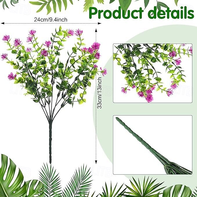 12 maços de flores artificiais para áreas externas, eucalipto artificial, grama de primavera, camélia e folhas de salgueiro de plástico, vegetação artificial resistente a raios UV para jardim, casa, de 2025 por $17.49 –P5