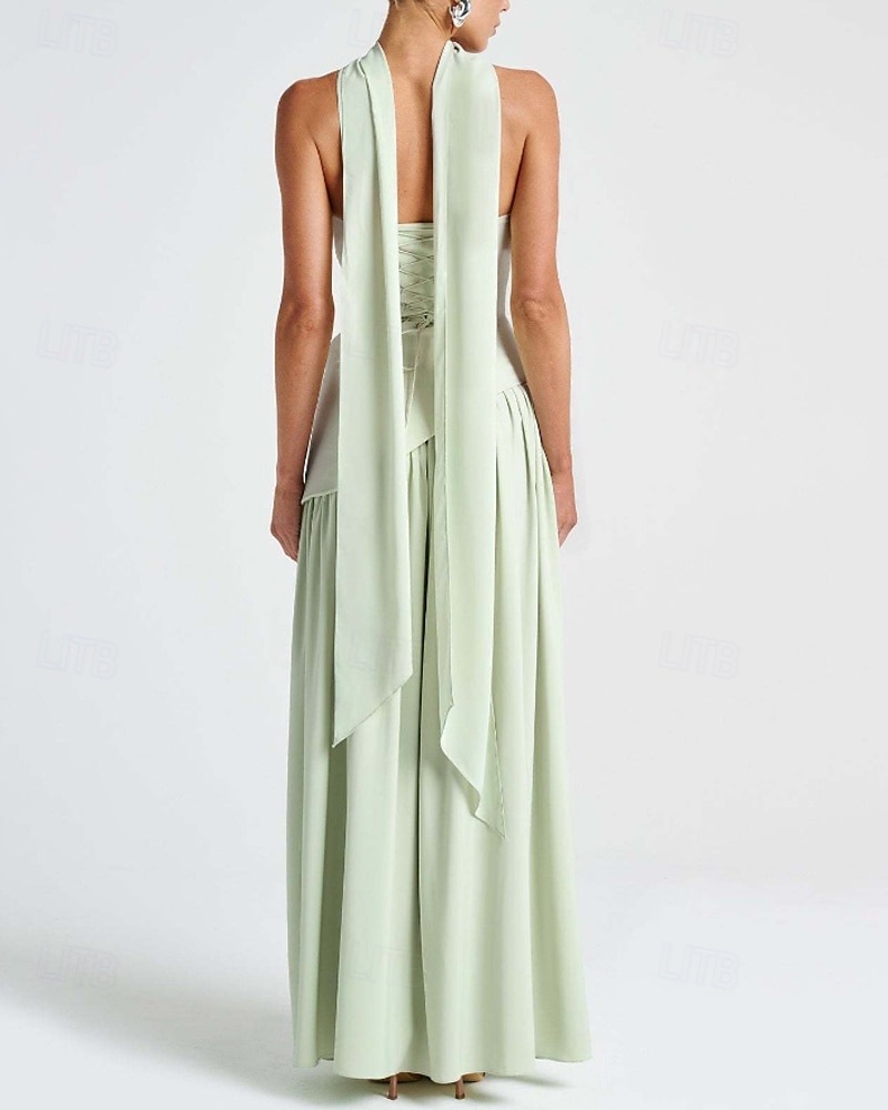 Damen Langes Kleid Maxikleid Weißes Kleid Abschlusskleid Partykleid Mode Party Abendgesellschaft Ausgehen Normale Passform Einfach Ärmellos Trägerlos Weiß Gelb Wein Marineblau Sommer 2025 - $29.99 –P10