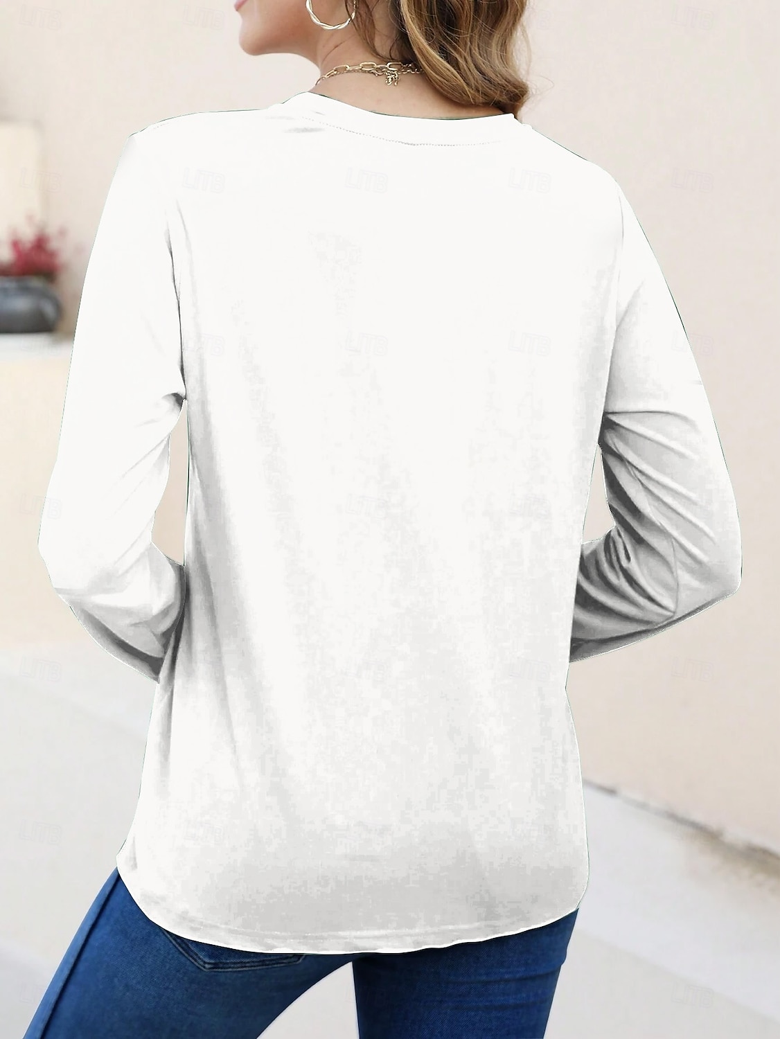 Femmes T-shirt Fleuri Graphique Dégradé Élégant ancien Classique manche longue Col ras du cou Hauts Réguliers Quotidien Imprimé Blanche Jaune Rouge Bleu Été Printemps Automne de 2025 ? $23.99 –P5