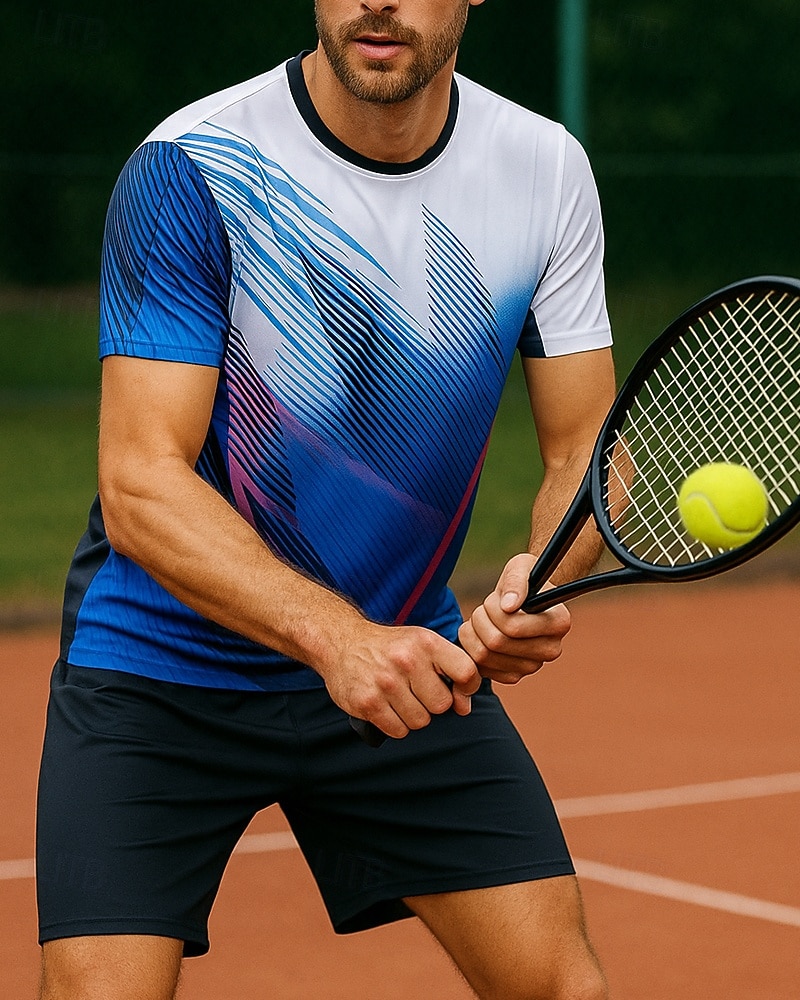 בגדי ריקוד גברים גראפי גיאומטרי סט ספורט חולצות ומכנסיים קצרים סט טניס 2 שרוול קצר תומך זיעה פתילת לחות נושם טניס גולף פיקלבול כחול ירוק בגדי טניס 2026 - $39.99 –P3
