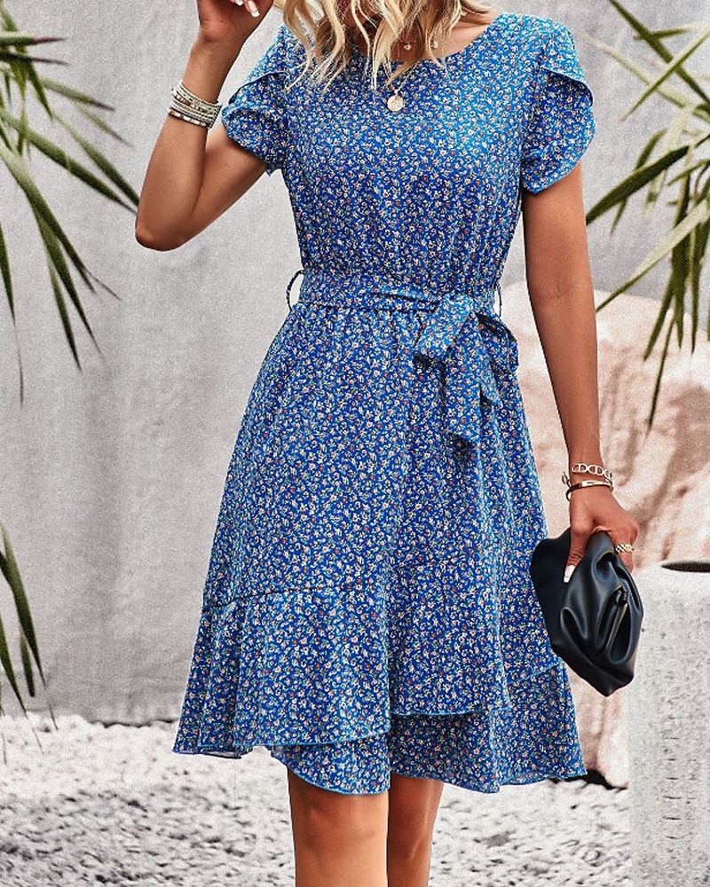 Pentru femei Rochie Mini Rochie florala Rochie Boho Rochie imprimata Modă Clasic Modern Vacanță Concediu Ieșire Fit regulat Floare Manșon scurt Stil Nautic Roșu-aprins Albastru piscină Maro Trifoi 2025 - $27.99 –P6