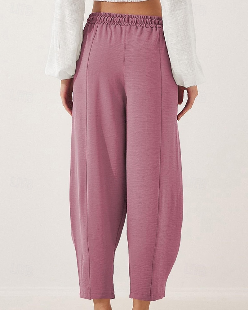 Жен. Брюки Мода Уличный стиль Полная длина Средняя талия Полотняное плетение Карман Эластичный шнурок На открытом воздухе Удобный на открытом воздухе Отпуск 2026 - $22.99 –P6