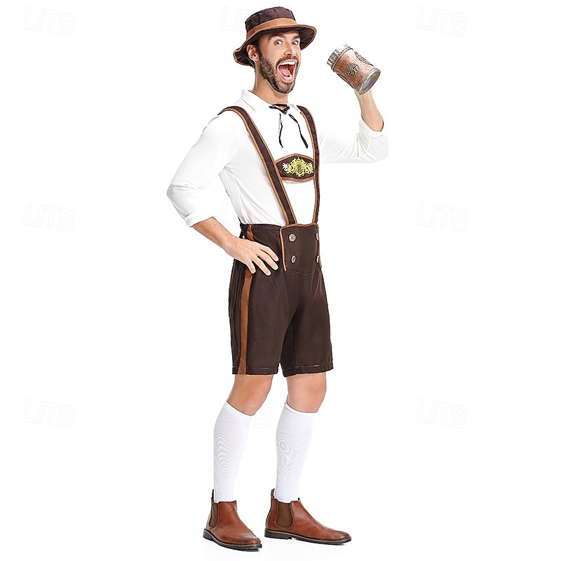 Oktoberfest תחפושות קוספליי לדרהוזן חולצה תלבושות בוואריה מינכן כרי דשא בגדי ריקוד גברים פֶסטִיבָל בד בסגנון מסורתי חולצה מכנסיים קצרים כובע 2026 - $40.99 –P6