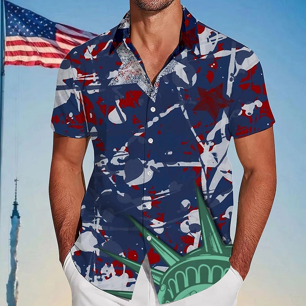 Independence Day Voor heren Amerikaanse Amerikaanse vlag Vaderlandslievend Overhemd Zomer overhemd Overhemd met knopen Korte mouw Mode-casual Buiten Feestdagen Zomer Lente Strijkijzer 3D-afdrukken 2025 - $23.99 –P3