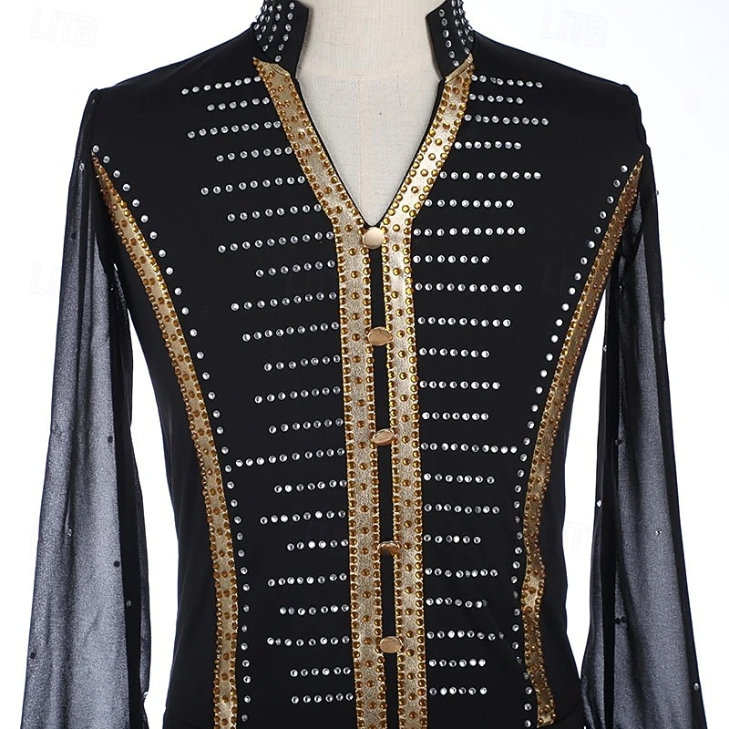 Men's Boys Figure Skating Costumes High Elasticity Training Competition Skating Wear Classic Crystal / Rhinestone Long Sleeve Ice Skating Figure Skating 2026 - $292.99 –P5
