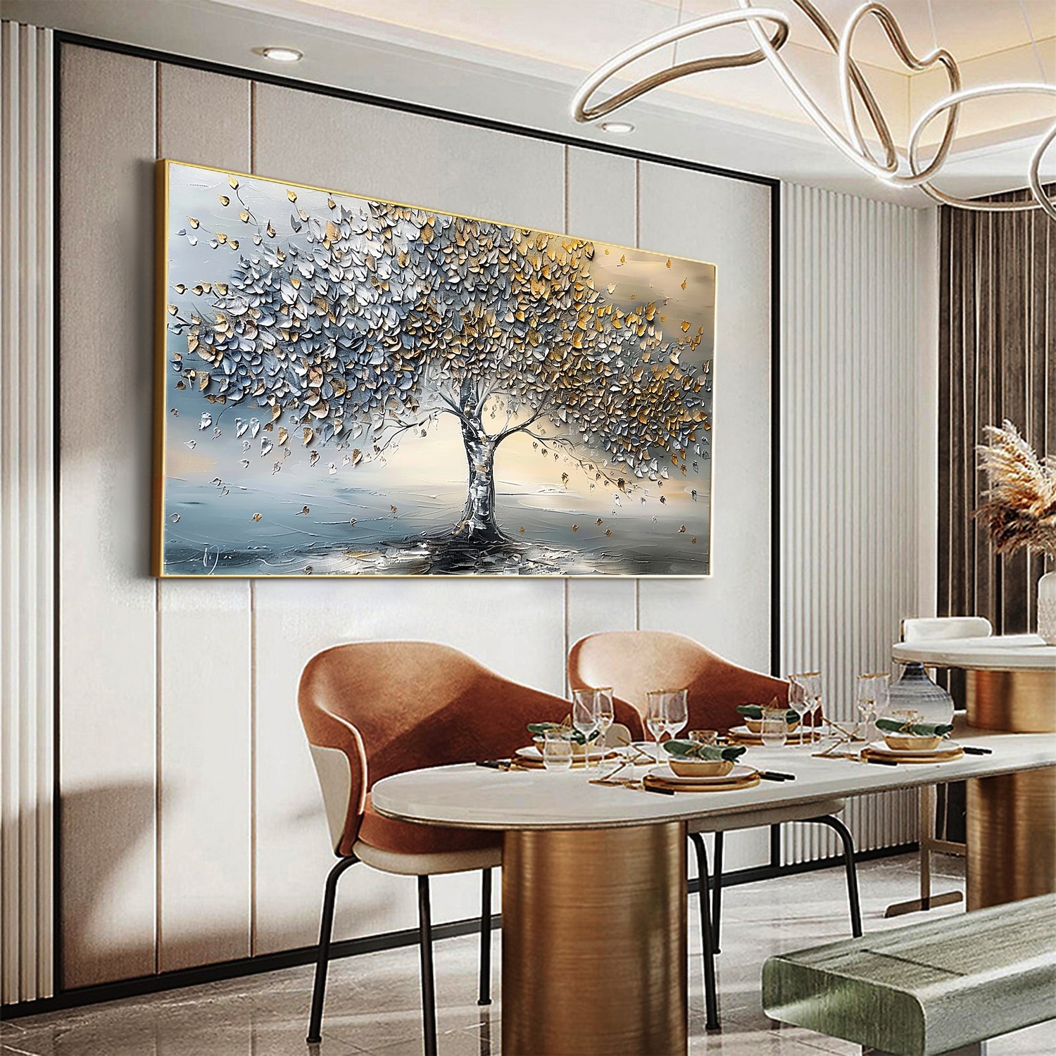 Peinture à l'huile originale faite à la main sur toile représentant un arbre de vie, art mural abstrait pour décoration intérieure, avec cadre tendu, sans cadre intérieur de 2025 ? $141.99 –P5