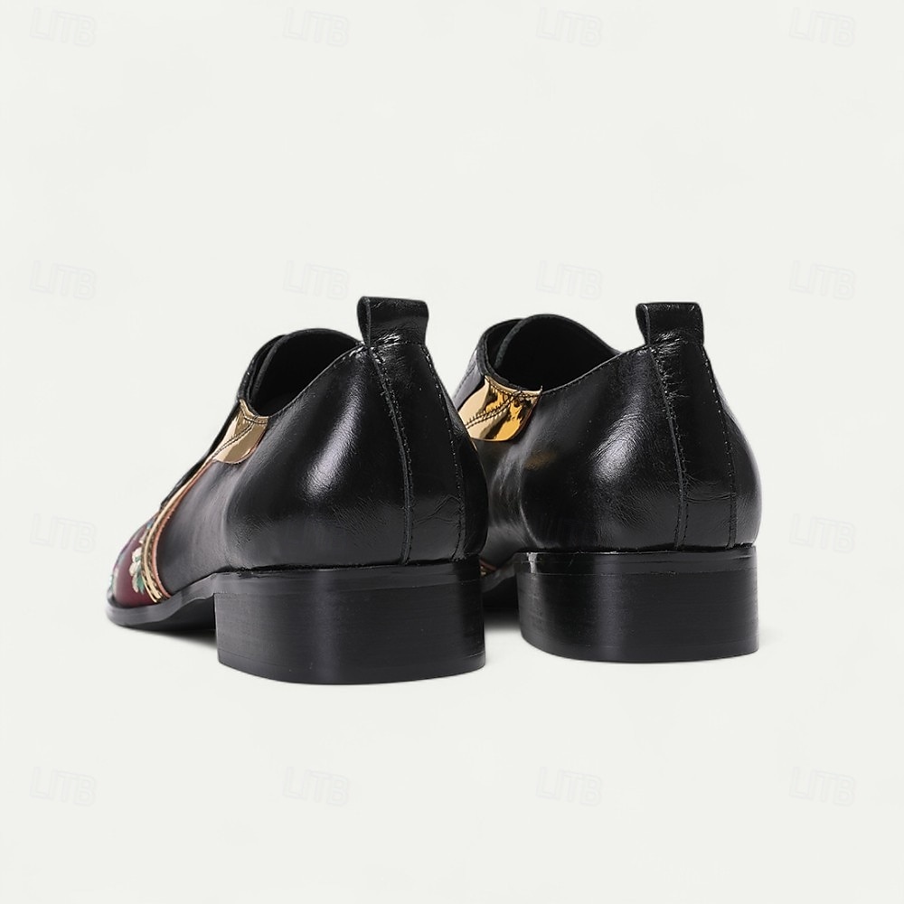 Κόκκινα και Μωβ Δερμάτινα Oxford Shoes με Λουράκι σε Χρυσή Μύτη και Σχέδιο–Κομψά Μοντέρνα Ιδανικά για Επίσημες Περίστασεις και Πάρτι 2025 - $119.99 –P8