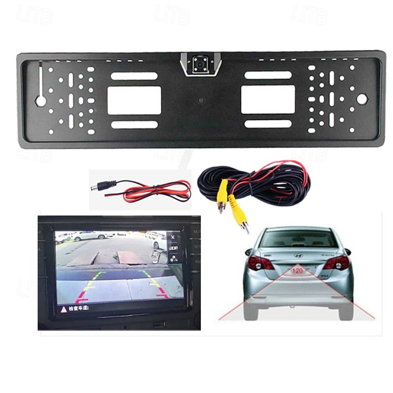 Telecamera posteriore con cornice per targa UE con visione notturna a 8 LED – Telecamera di retromarcia impermeabile per parcheggio auto del 2025 a $28.99 –P3