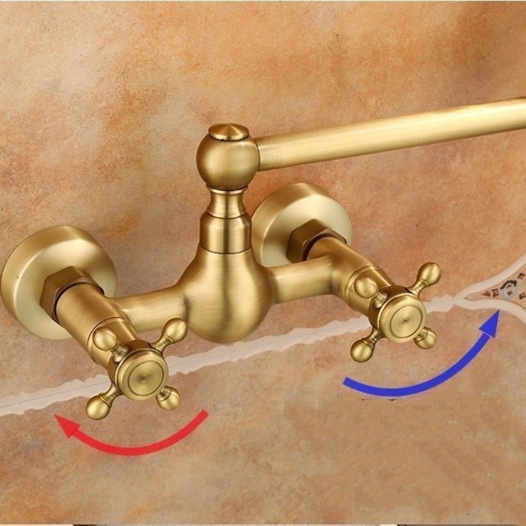 Kuchyňská vodovodní baterie - Jedna rukojeť, dva otvory Galvanicky potažený Plnička hrnců Baterie na střed Retro Kitchen Taps 2025 - $218.69 –P2