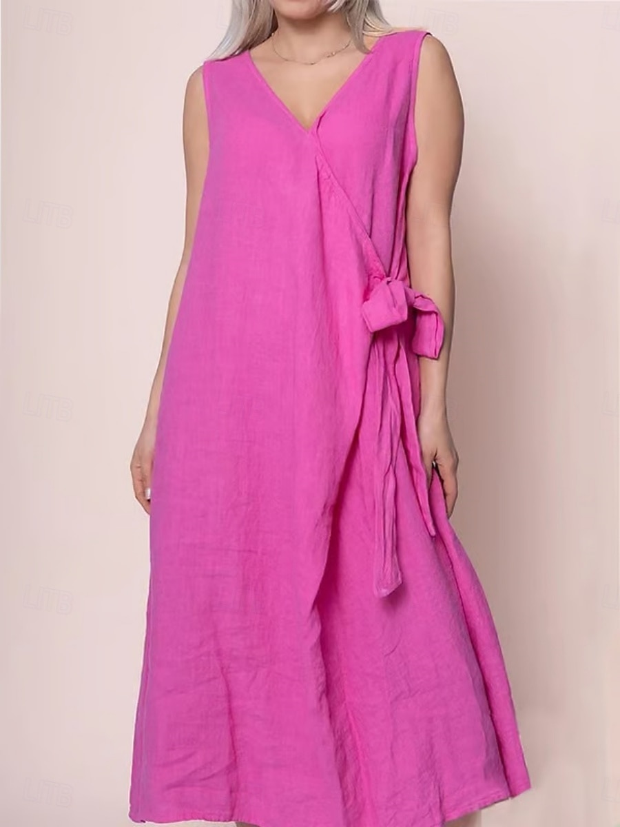 Femmes Robe maxi Robe d'été Occasionnel Quotidien Coupe régulière Graphique Sans manches Col en V Fuchsia Vert Bleu de minuit Gris foncé Été de 2025 ? $28.99 –P2