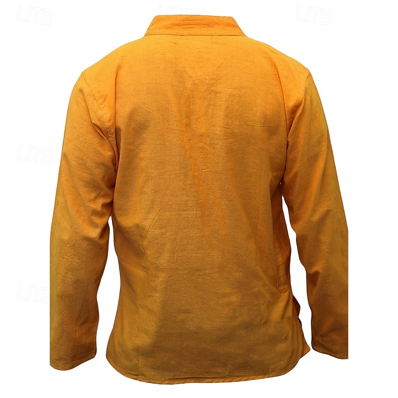 Homme Chemise Chemise d'été Chemise Décontractée Chemise de Plage Chemise Boutonnée Noir Jaune Orange Vert Véronèse Bleu de minuit manche longue Uni Band Collar Vacances Hawaïen Vêtement Tenue de 2025 ? GBP £19 –P5