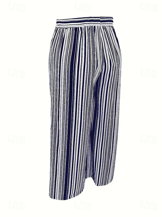 Dame Bred Bukseben kinesisk Strandshorts Ferie Årgang Mote Full lengde Høy Midje Grafisk Geometrisk Snorer Printer Pustende Myk Mikroelastisk Feriereise Avslappet Daglig Rødstrupe-egg Blå Sommer Vår 2025 - $24.99 –P3