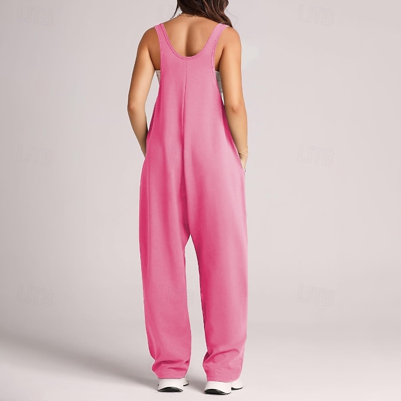 Damskie Normalny Kombinezon Moda miejska Jednokolorowe Bez rękawów Dekolt w kształcie litery U Kieszeń Ulica Codzienny Regularny Czarny Jasnozielony Rumiany róż Lato 2025 - $24.99 –P12