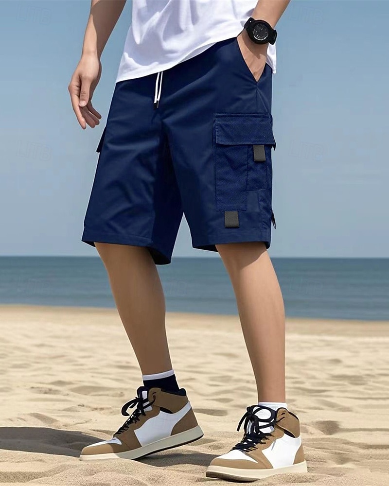 Per uomo Pantaloncini cargo Shorts Pantaloncini Estivi Coulisse Elastico in vita Multi-tasche Semplice Comodità Indossabile Lunghezza al ginocchio All'aperto Sport Quotidiano Moda Casual Nero Blu del 2025 a $20.99 –P7
