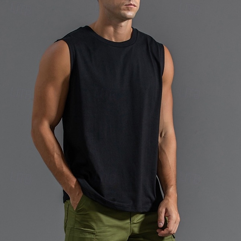 Herren Tank Top Weste Unterhemd Ärmelloses Shirt Ärmellos Rundhalsausschnitt Sommer Einfach Mode Designer Basic Klassisch Urlaub Straße Ausgehen Schwarz Weiß Hellgrün Top T-Shirt für Herren 2025 - $17.99 –P7