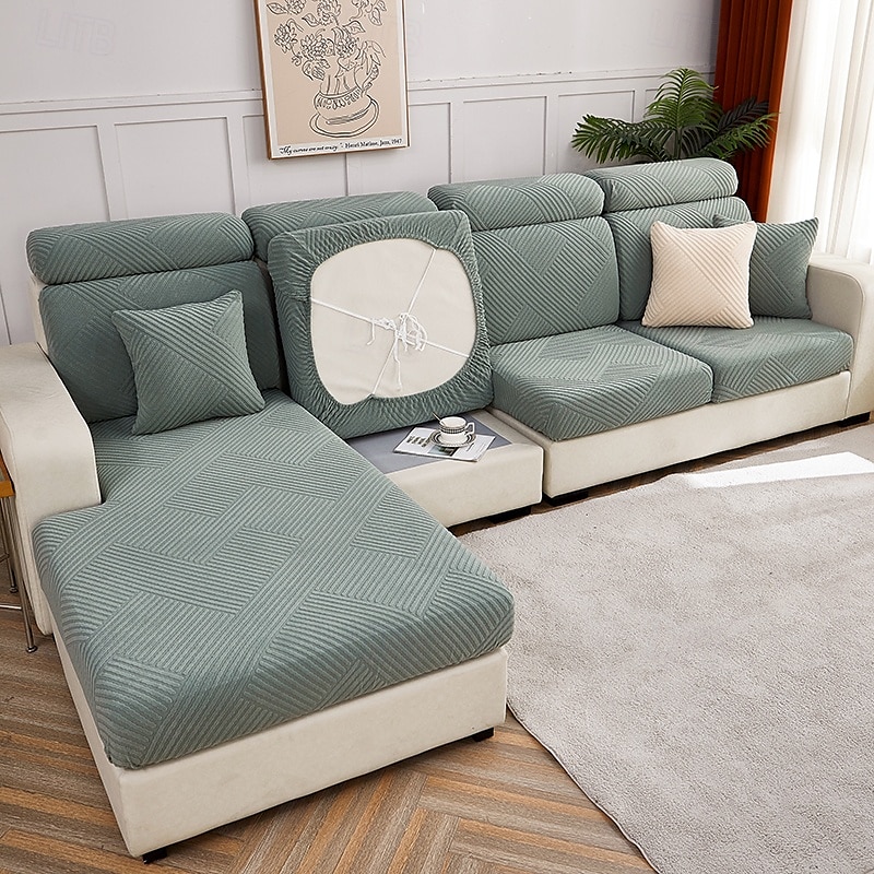 Funda de cojín elástica para sofá, funda elástica para sillón seccional, sofá de dos plazas, 4 o 3 plazas, forma de L, sólida, suave, duradera, lavable 2025 - $12.49 –P19