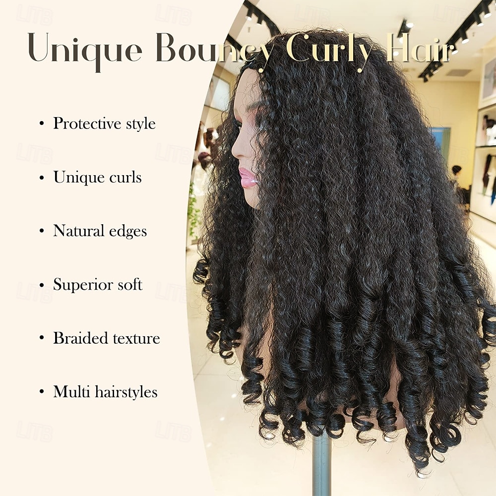 Synthetic Lace Wig Jerry Curl Style 20 inch Dark Brown Middle Part U Part Wig Women's Wig Dark Brown 2025 - $61.99 –P10