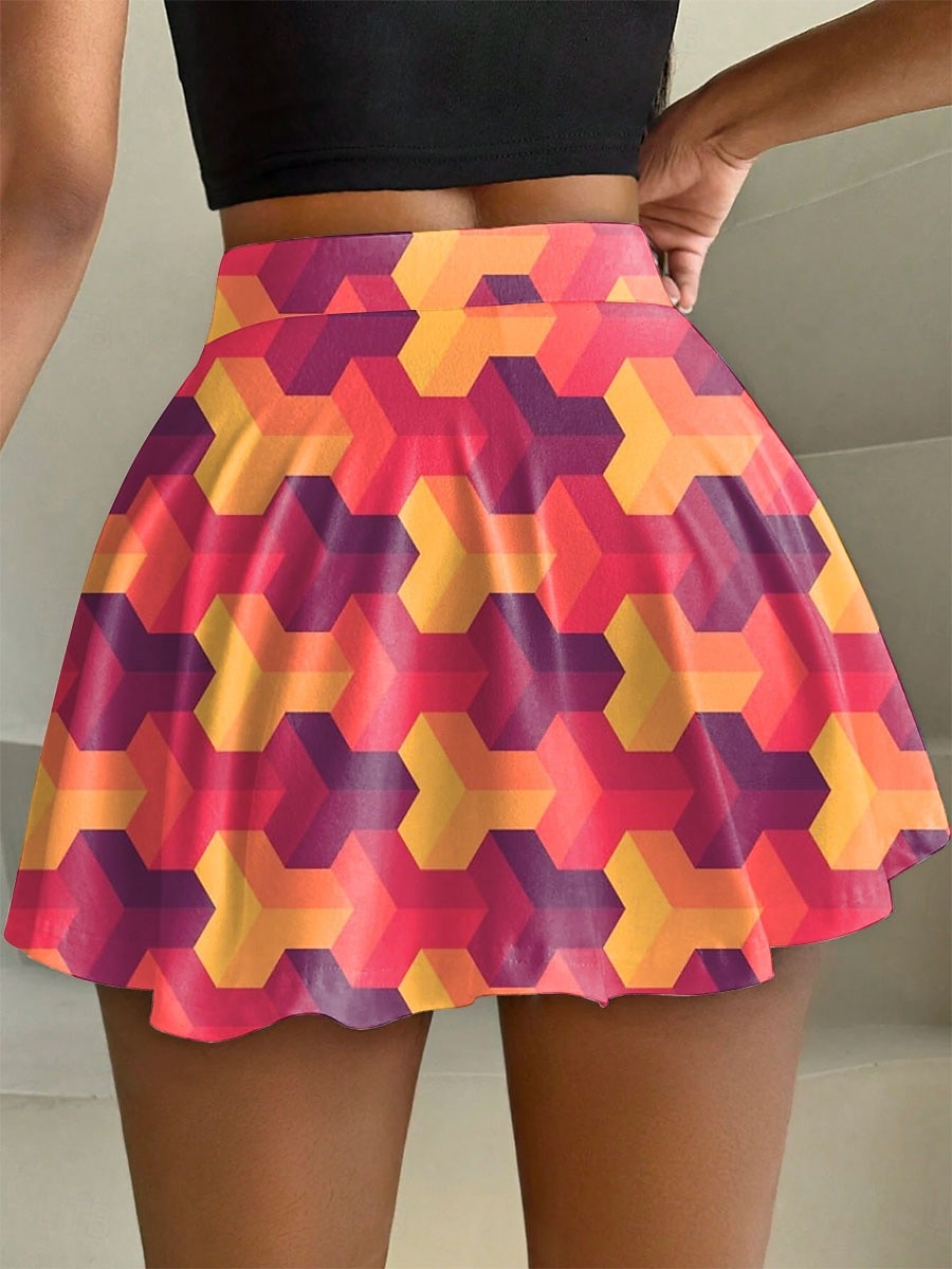Dam Smal Mode Ledigt Mini Hög midja Kjolar Grafisk Geometrisk Elastisk Dagligen Rodnande Rosa Blå Orange Sommar Stickat Polyester 2025 - $19.99 –P2