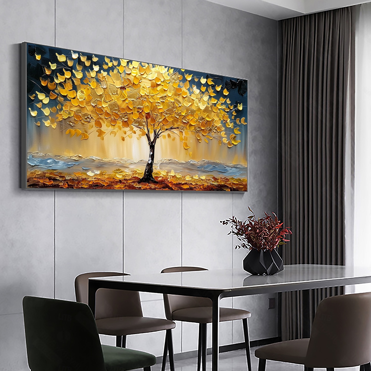 handgemachtes original goldenes Ölgemälde Baum des Lebens auf Leinwand abstrakte Baumlandschaft Wandkunst für Wohndekoration mit gespanntem Rahmen ohne Innenrahmen Gemälde 2025 - $131.99 –P5