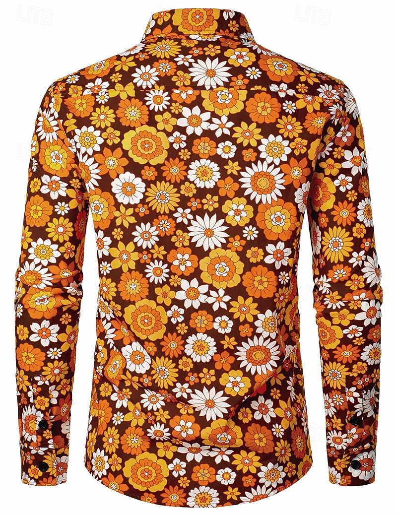 Retro Cikánský 70. léta Tričko Hippie Květinový Pánské předvečer Všech svatých Karneval hudební festival Retro tematická párty Dospělé Tričko 2025 - $27.99 –P4