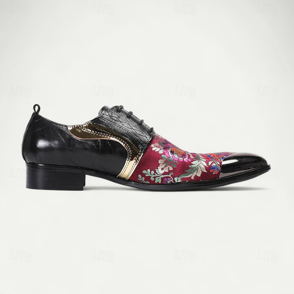Κόκκινα και Μωβ Δερμάτινα Oxford Shoes με Λουράκι σε Χρυσή Μύτη και Σχέδιο–Κομψά Μοντέρνα Ιδανικά για Επίσημες Περίστασεις και Πάρτι 2025 - $119.99 –P9