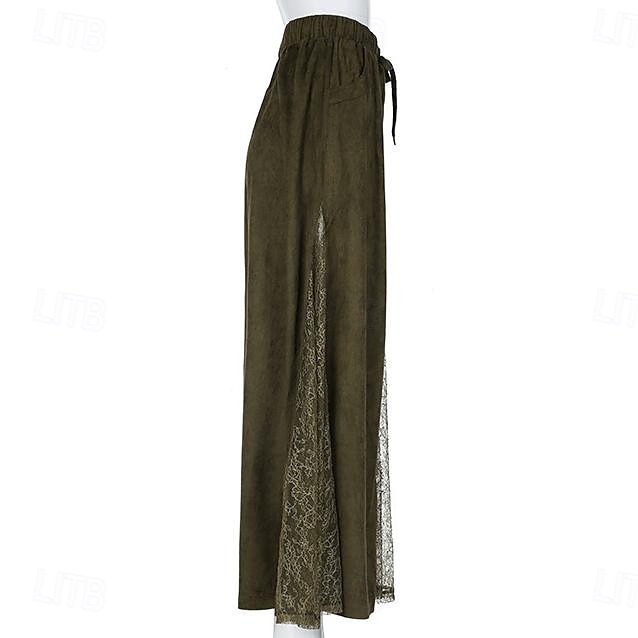 Damen Rock Schwingend Spitzenrock Lässig Boho Maxi Mittlere Taille Röcke Einfarbig Spitze Urlaub Ferien Grün Sommer Polyester 2025 - $28.99 –P11