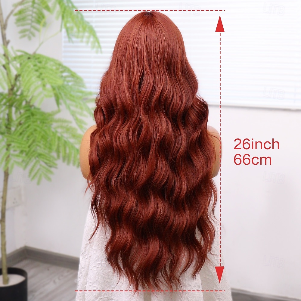 Synthetic Lace Wig Curly Style 26 inch Orange Middle Part U Part Wig Women's Wig Auburn 2025 - $40.99 –P7