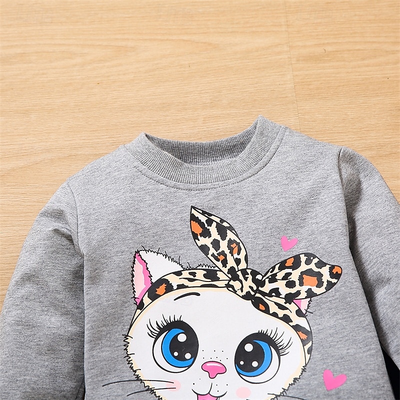 2 osainen Lapset Tyttöjen Kissa Crewneck Huppari & collegehoususetti Aseta Pitkähihainen Muoti ulko- 4 vuotta + Kevät Syvä vaaleanpunainen Punastuvan vaaleanpunainen Purppura 2025 - $11.99 –P7