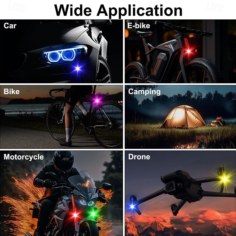 Wireless LED Strobe Lights with Remote Control 8 Colors USB Charing Waterproof Anti-Collision LED Emergency Warning Lights for Car Motorcycle Drone Aircraft Bike 4pcs 2025 - $21.99 –P6