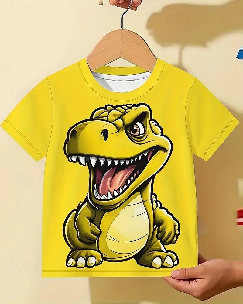 Garçons 3D Dinosaure T-shirt Manche Courte Été Printemps Mode Basique Enfants 4-12 ans Col Rond Extérieur Occasionnel Quotidien Coupe régulière de 2025 ? $11.99 –P4