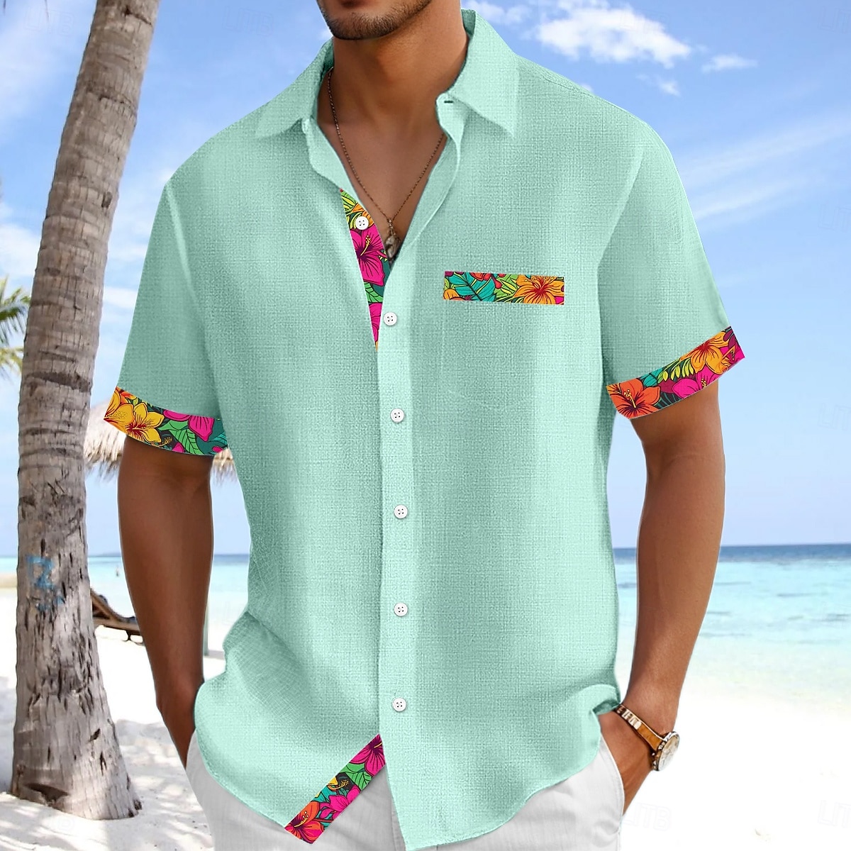 Miesten Paita Pellava paita Kesä paita Ranta-asut Button Up paita Yhtenäinen väri Loma Curise Musta Valkoinen Oranssi Apila Lyhythihainen Kaulus Kesä Kevät kesä Vaatetus Väripaletti 2025 - $21.99 –P5