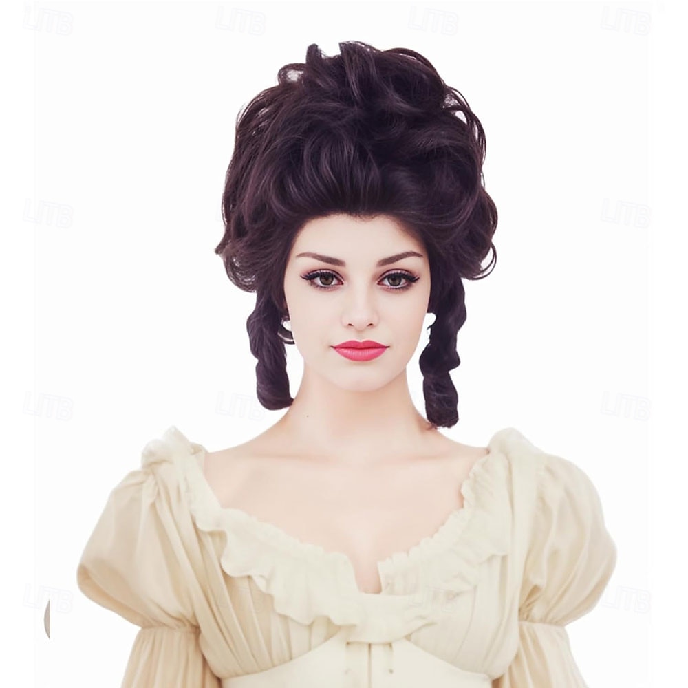 Krátká vlnitá hnědá paruka s velkým nafouklým účesem, paruky s motivem včelího úlu pro ženy, vhodné pro kostýmy 70. a 80. let nebo halloweenské vintage cosplay párty 2025 - $25.99 –P1