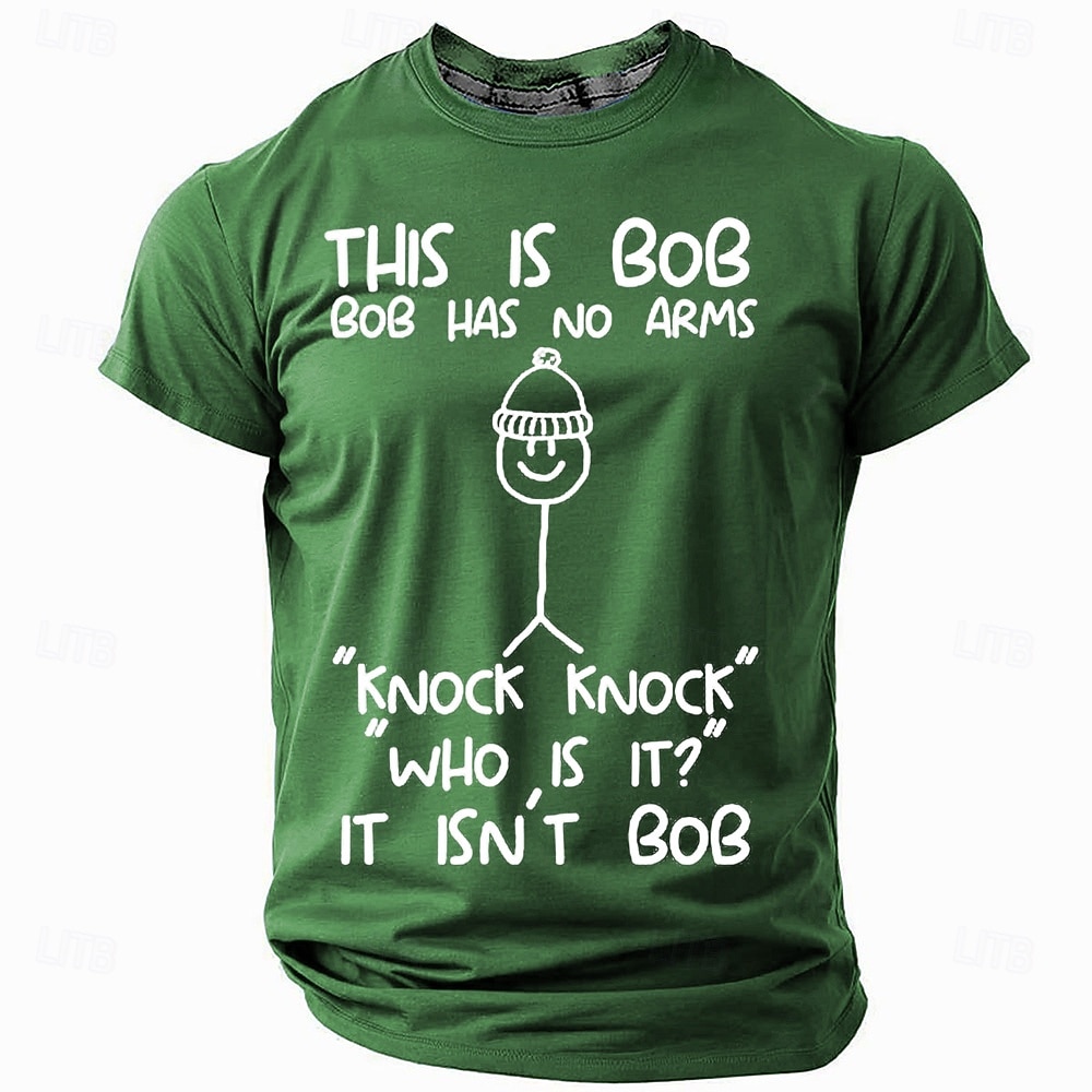 Men's Funny Bob Knock Knock Joke T-Shirt - 'This is Bob Has No Arms It Isn't Bob' Graphic Tee Short Sleeve Humor 2026 - $19.49 –P1