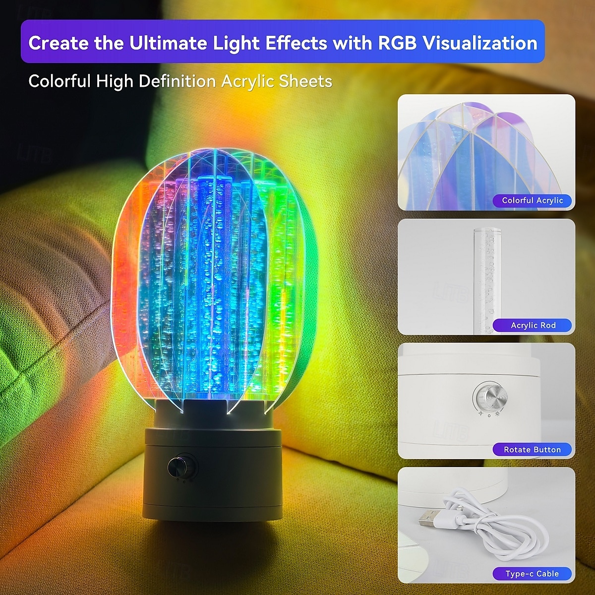 Luminária de mesa recarregável sem fio com efeito aurora, luz noturna para quarto com rotação de 360 graus, luminária de mesa operada por bateria para sala de estar, luminária pequena para estação de de 2025 por $55.99 –P5