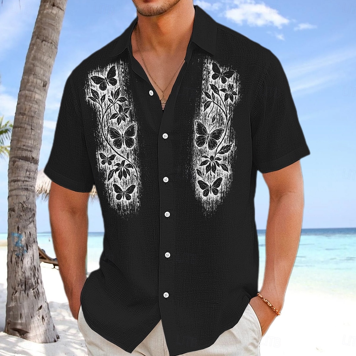 Homens Camisa Social Camisa de linho camisa de verão Roupa de Praia camisa de botão Côr Sólida Férias Curise Preto Branco Rosa Azul Marinha Manga Curta Colarinho Verão Primavera Verão Roupa Bloco de de 2026 por $25.99 –P11
